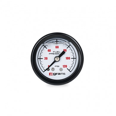 Grams Performance Universal 0-120 PSI Fuel Pressure Guage - White Face