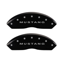 Load image into Gallery viewer, MGP 4 Caliper Covers Engraved Front Mustang Engraved Rear S197/GT Black finish silver ch