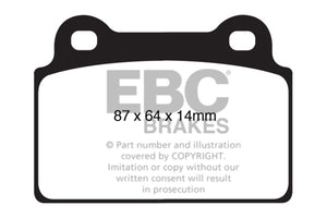 EBC 08-16 Mitsubishi Lancer Evo 10 2.0 Turbo (1 piece rotor) Redstuff Rear Brake Pads