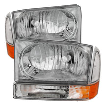 Load image into Gallery viewer, Xtune Ford F250/350/450 Superduty 99-04 Crystal Headlights w/ Bumper Lights HD-JH-FF25099-AM-C