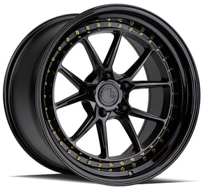 Aodhan DS08 19x9.5 +15 5x114.3 Gloss Black W /Gold Rivets