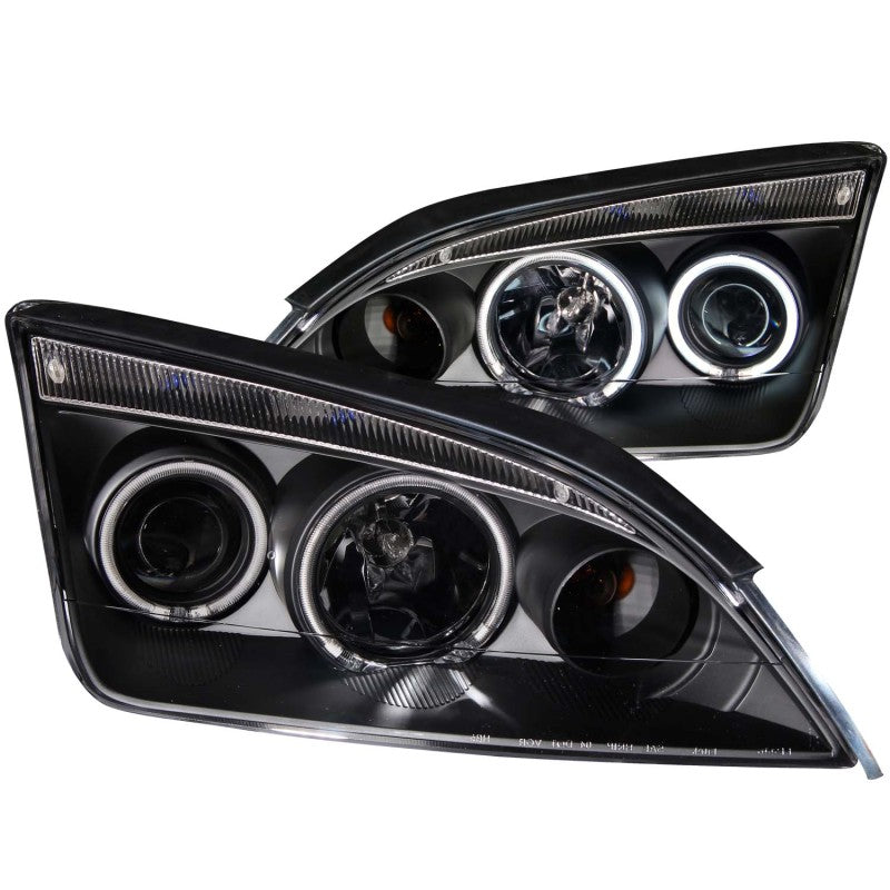 ANZO 2005-2007 Ford Focus Projector Headlights w/ Halo Black