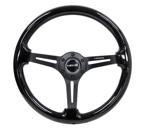 NRG Reinforced Steering Wheel Blk Wood w/Blk Matte Spoke/Black Center Mark