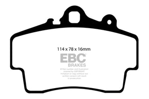 EBC 97-99 Porsche Boxster (Cast Iron Rotors only) 2.5 Yellowstuff Front Brake Pads