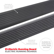 Load image into Gallery viewer, Go Rhino 21-23 Ford Bronco 4dr E-BOARD E1 Electric Running Board Kit (No Drill) - Tex. Blk