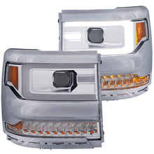 Load image into Gallery viewer, ANZO 16-17 Chevy Silverado 1500 Projector Headlights Plank Style Design Chrome w/ Amber