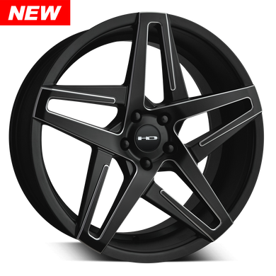 HD Wheels Hairpin | Satin Black with Milled Edges 18x8 5x114.3 +35