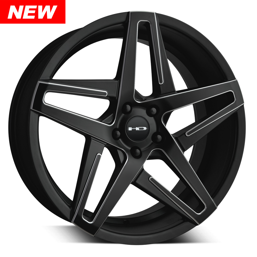HD Wheels Hairpin | Satin Black with Milled Edges 18x8 5x114.3 +35